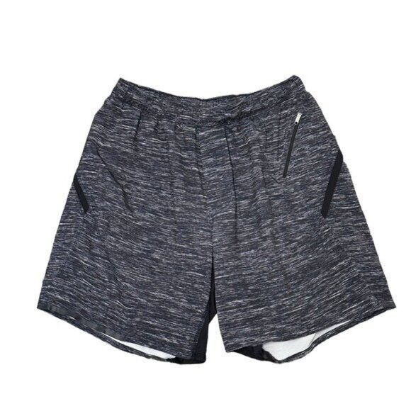 Lululemon Men's M Surge Shorts 7" Wicking Black Grey Stretch M7768S Running - Picture 1 of 6